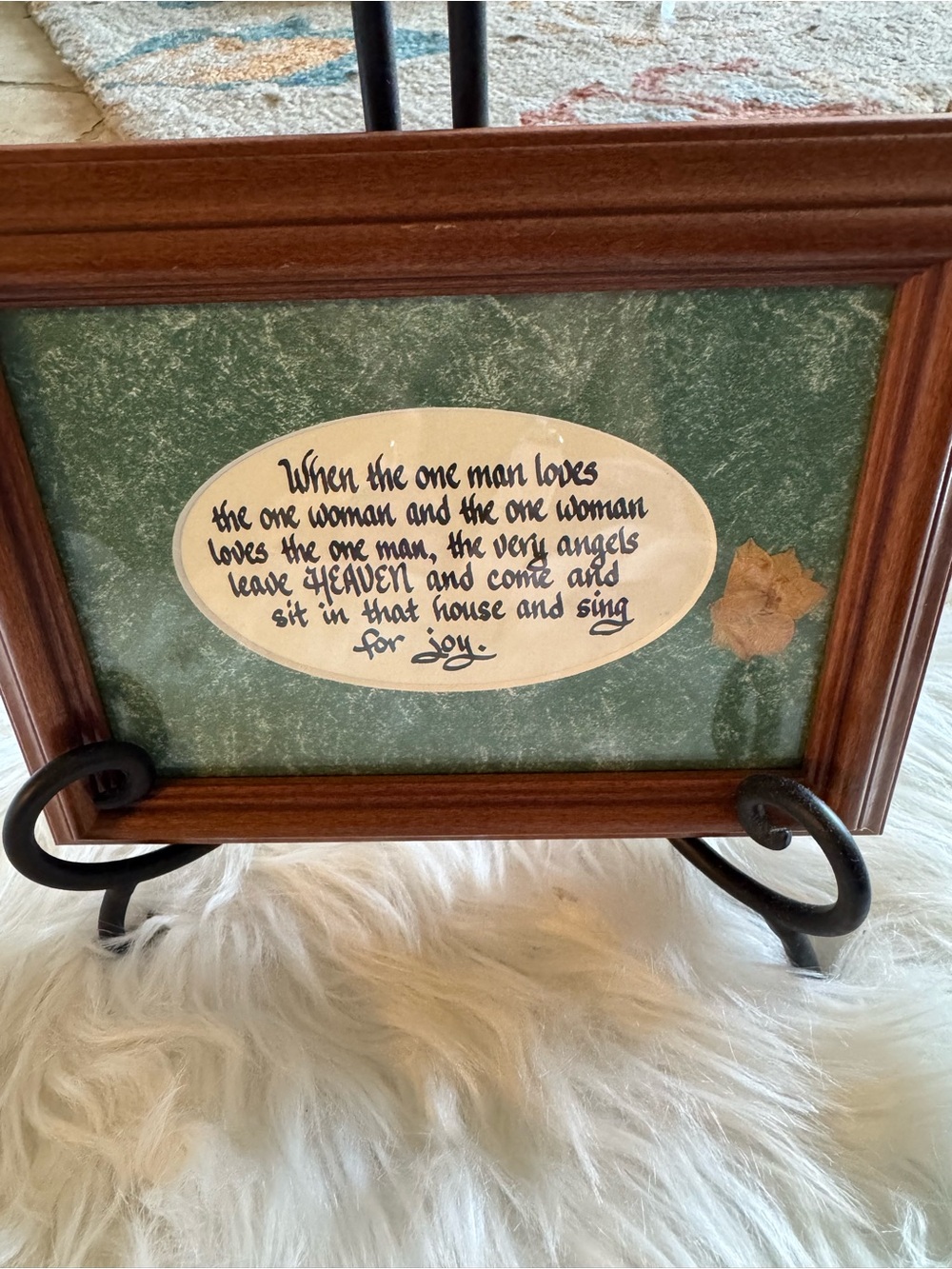 vintage Alice Moore framed calligraphy guote
